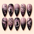 Midnight Cat & Moon Celestial Ombre Press On Nails — image 1