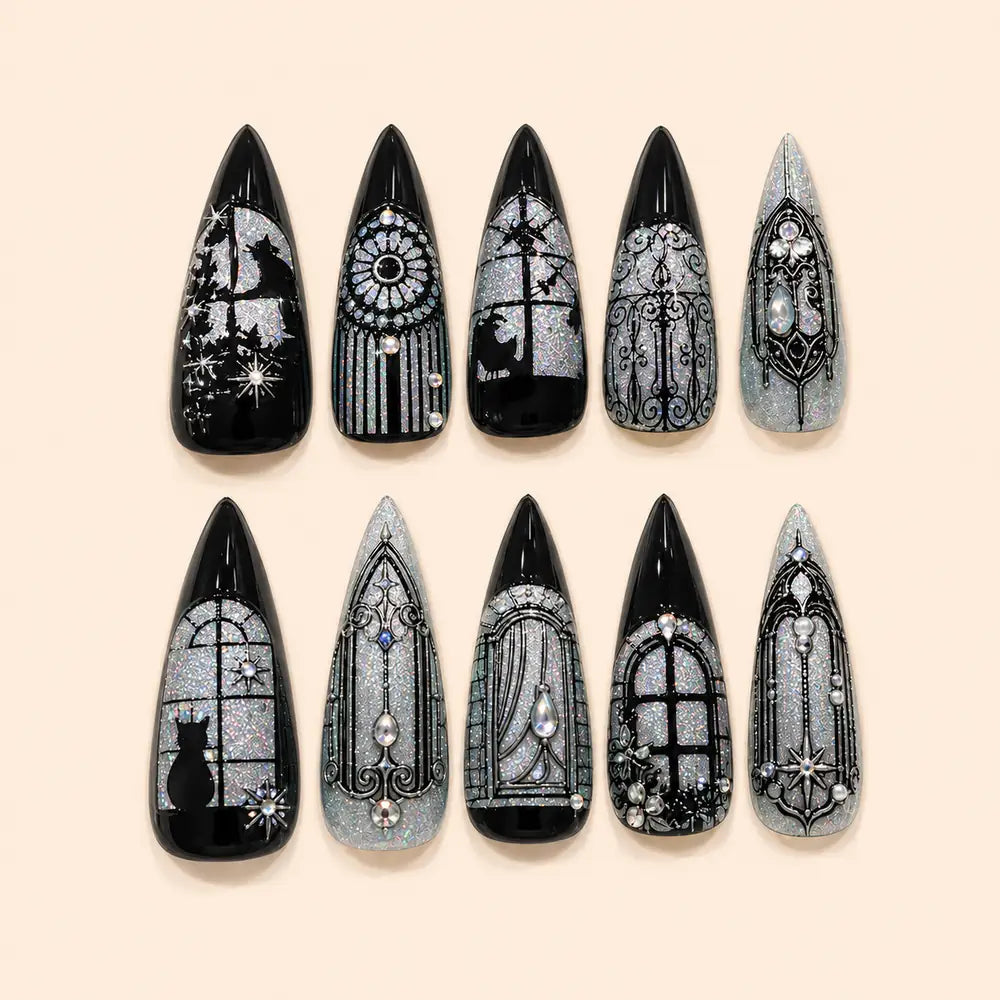 Midnight Cathedral Cat Press On Nails — image 1