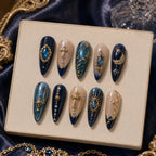 Midnight Celestial Cross Rhinestone Press On Nails — image 2
