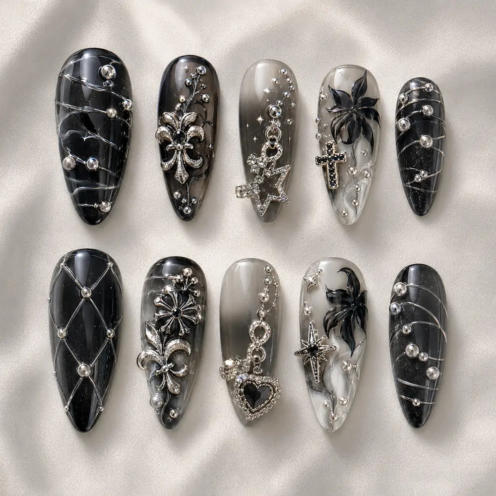 Midnight Cross and Star 3D Press On Nails — image 2
