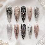 Midnight Fairy Garden 3D Floral Press On Nails — image 2