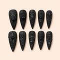 Midnight Gothic Heart 3D Stiletto Press On Nails — image 1