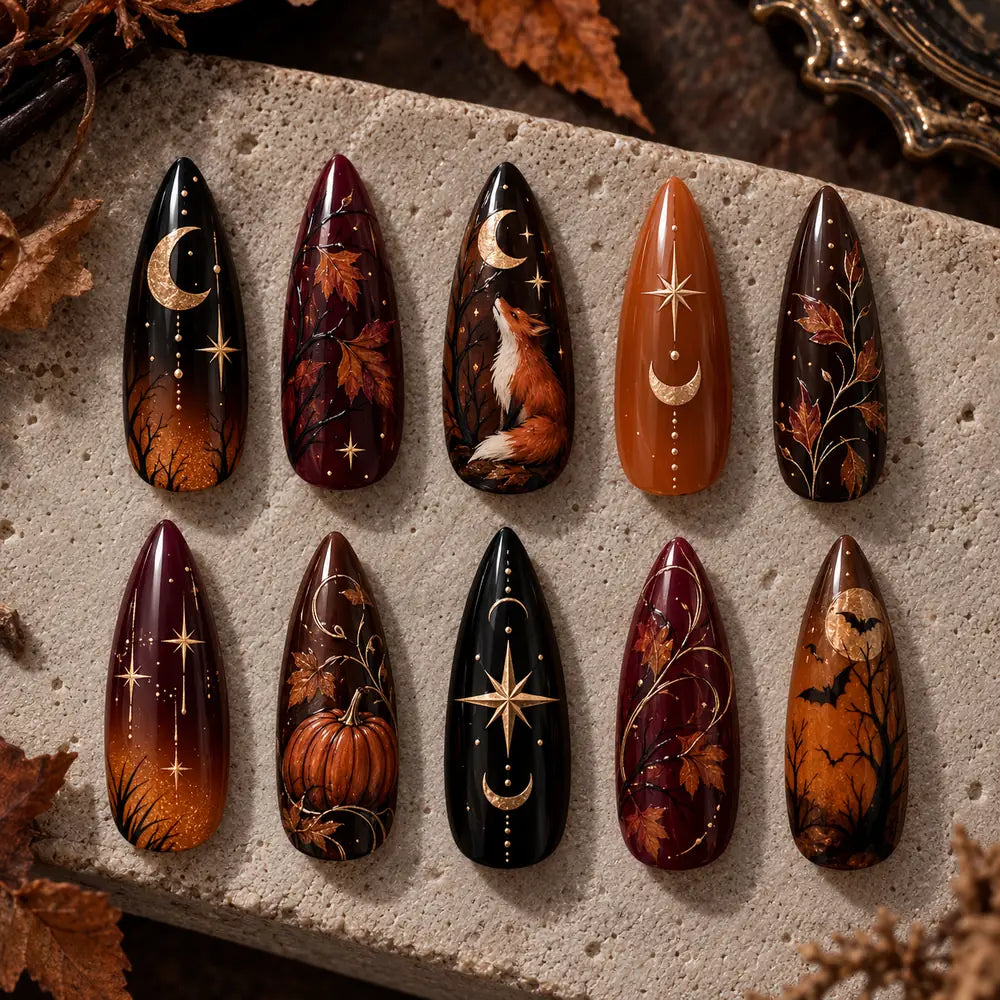 Midnight Harvest Fox Halloween Press On Nails — image 2