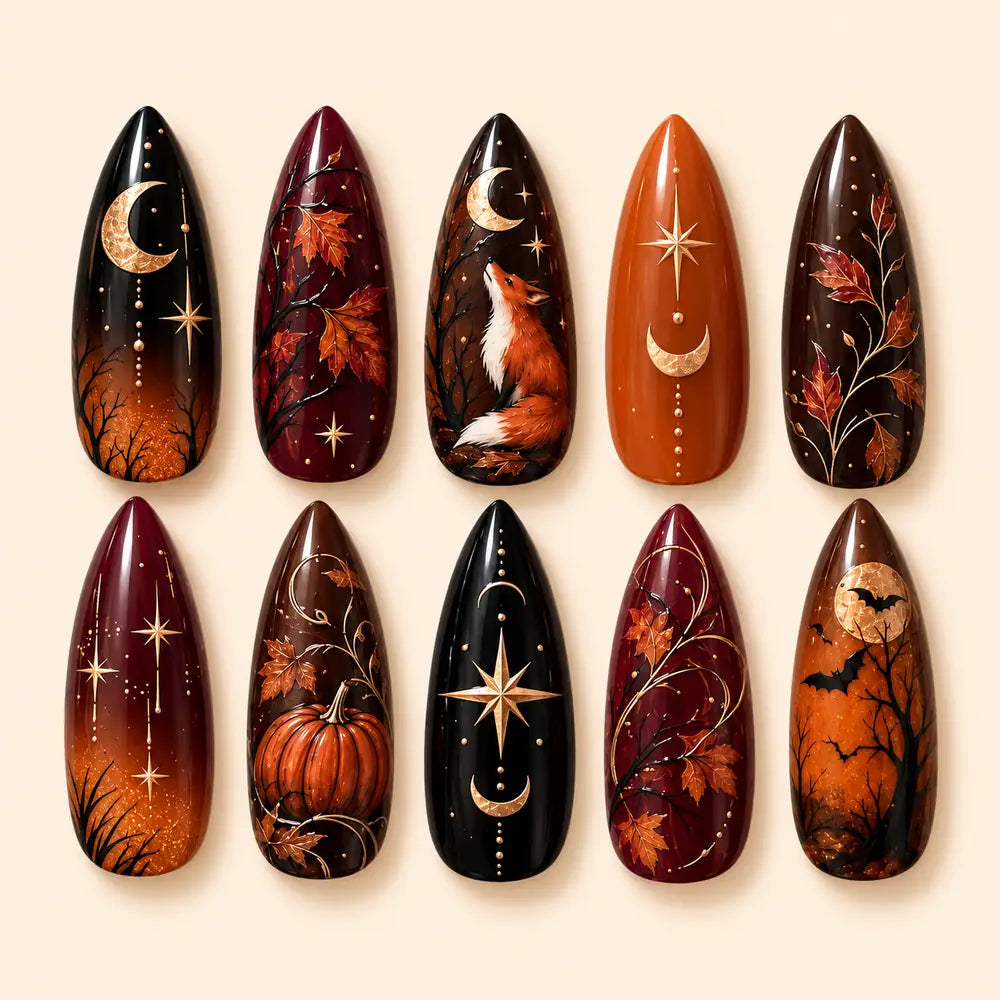 Midnight Harvest Fox Halloween Press On Nails — image 1