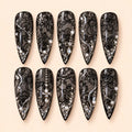 Midnight Lace Pearl Rhinestone Press On Nails — image 1