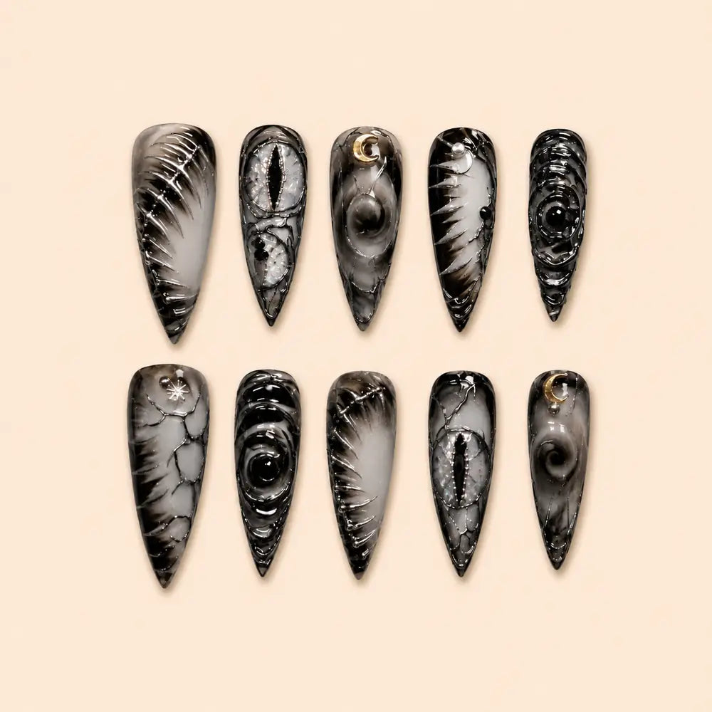Midnight Lunar Eye 3D Stiletto Press On Nails — image 1