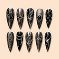 Midnight Metal Chains Gothic Press On Nails — image 1