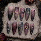 Midnight Moon Marble Rhinestone Press On Nails — image 2