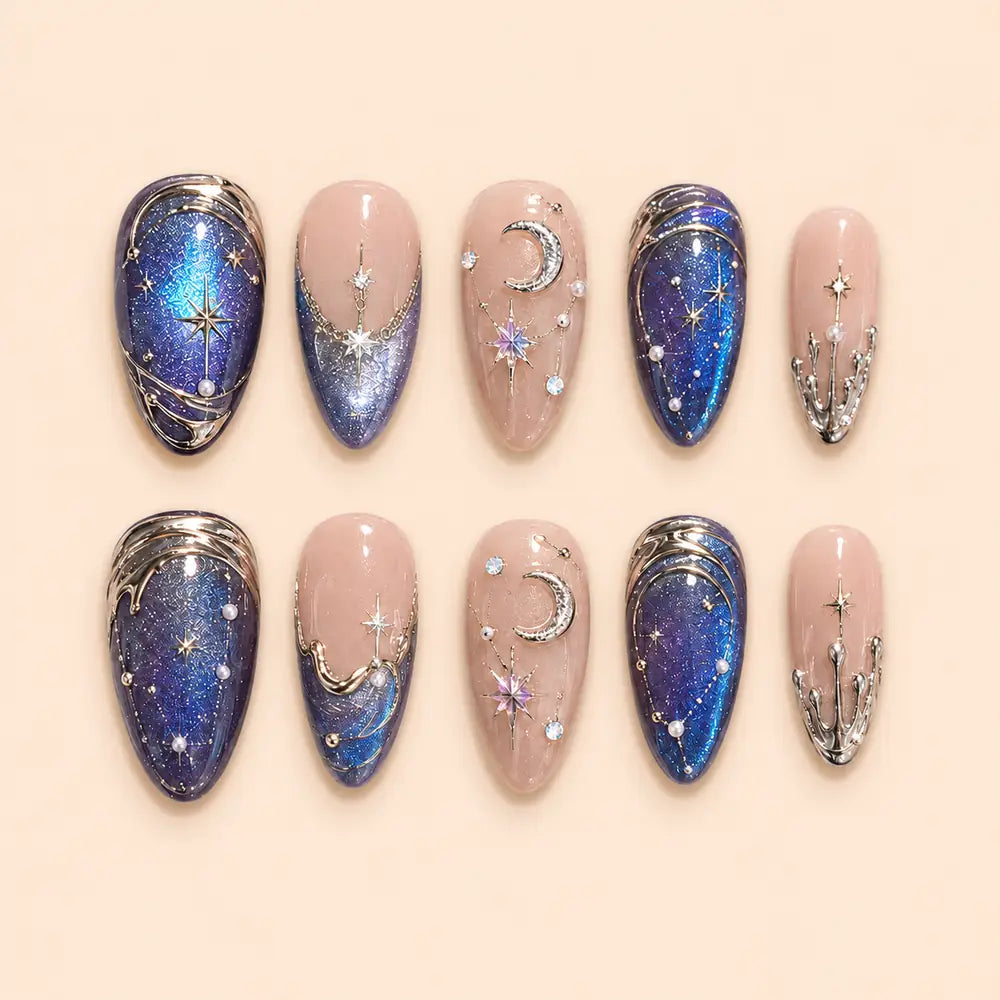 Midnight Orbit Moon & Star Press On Nails — image 1