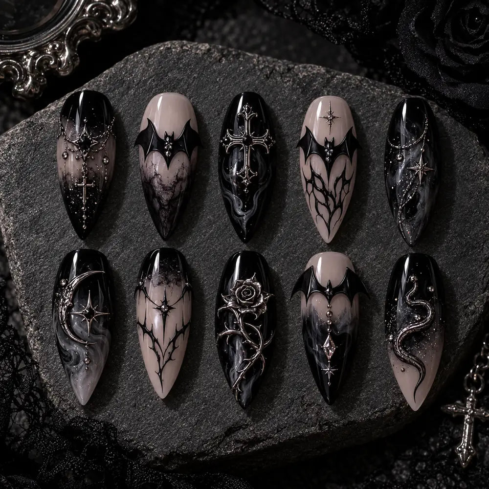 Midnight Relics Gothic 3D Press On Nails — image 2