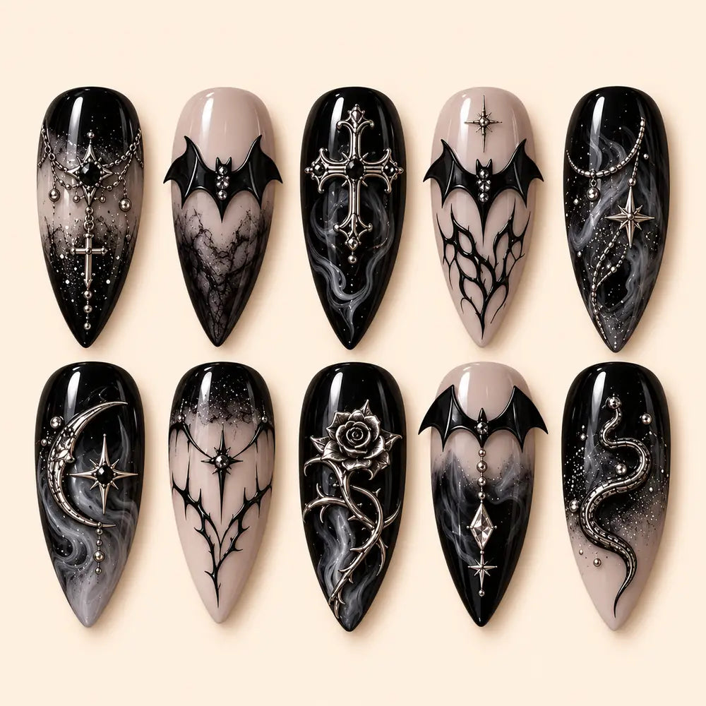 Midnight Relics Gothic 3D Press On Nails — image 1
