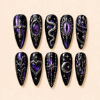 Midnight Serpent & Moon 3D Rhinestone Press On Nails — image 1