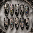 Midnight Stained Glass Cat Celestial Press On Nails — image 2