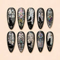Midnight Stained Glass Cat Celestial Press On Nails — image 1