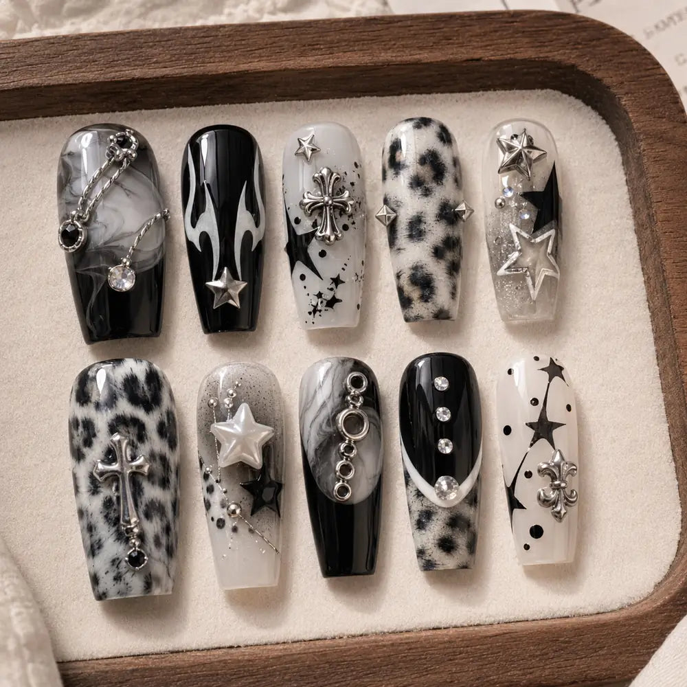 Midnight Star Cross Charm Press On Nails — image 2