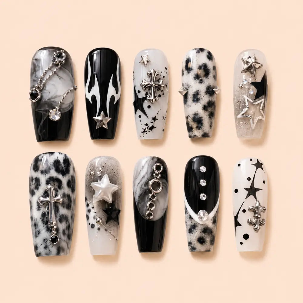 Midnight Star Cross Charm Press On Nails — image 1
