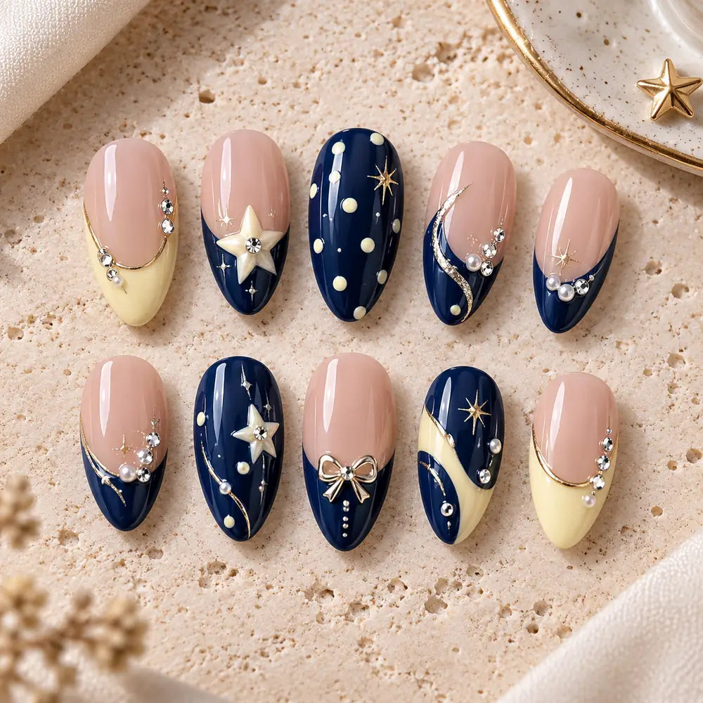Midnight Star French Tip Press On Nails — image 2