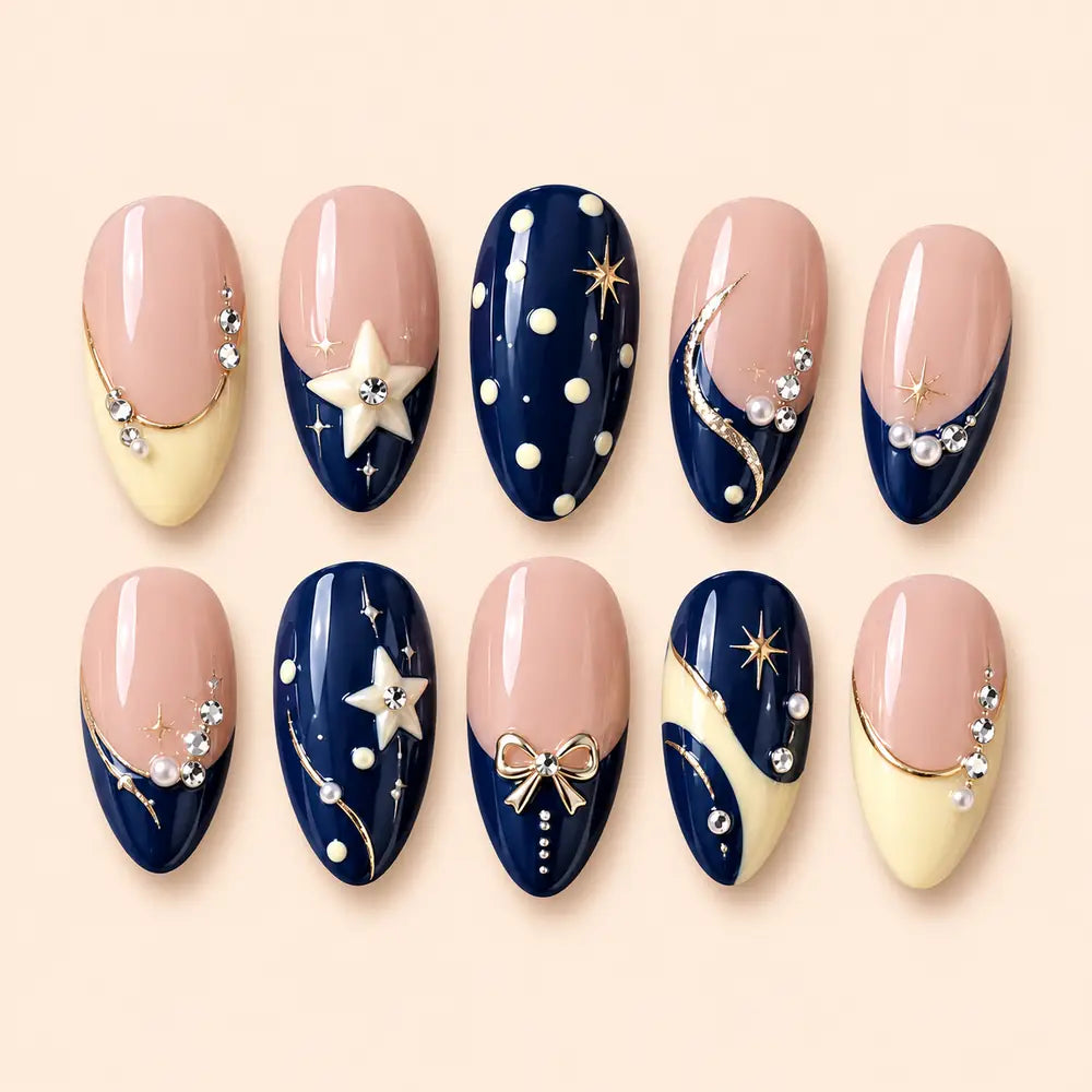 Midnight Star French Tip Press On Nails — image 1