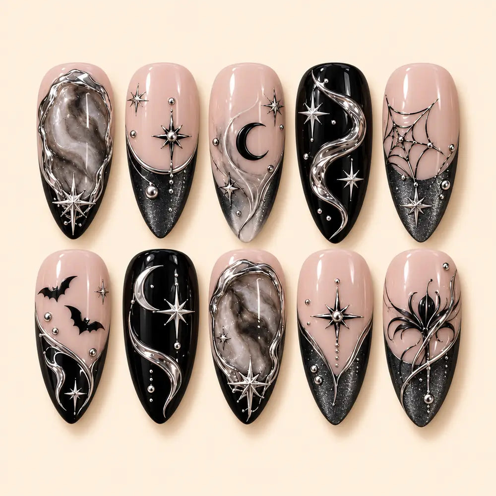 Midnight Web 3D Halloween Press On Nails — image 1