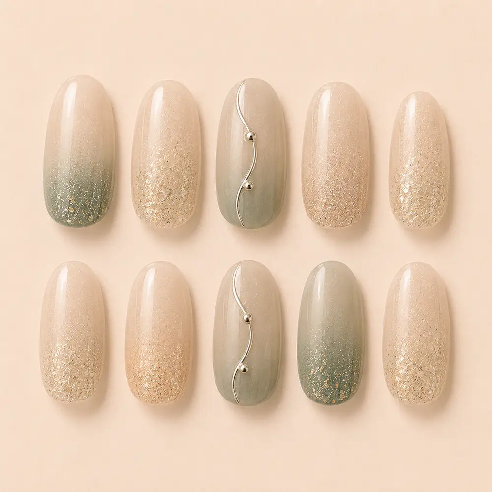 Minimal Chic Engagement Sage Glitter Ombre Press On Nails