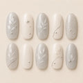Minimalist Elegant Leaf Chrome Press On Nails