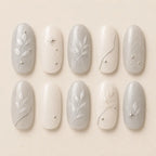 Minimalist Elegant Leaf Chrome Press On Nails