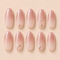 Minimalist Engagement Pink Ombre Pearl Press On Nails
