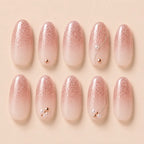 Minimalist Engagement Pink Ombre Pearl Press On Nails