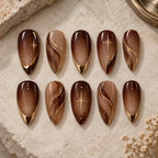Mocha Celestial Star Chrome Ombre Press On Nails — image 2