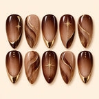 Mocha Celestial Star Chrome Ombre Press On Nails — image 1