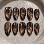 Mocha Moonlight Cat Eye Press On Nails — image 2