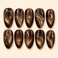 Mocha Moonlight Cat Eye Press On Nails — image 1