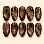 Mocha Moonlight Cat Eye Press On Nails — image 1