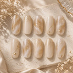 Modern Pearl Marble Gold Accent Press On Nails