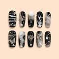 Monochrome Celestial Charm Coffin Press On Nails — image 1