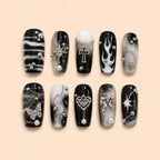 Monochrome Celestial Charm Coffin Press On Nails — image 1