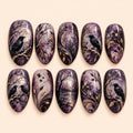 Moonlit Raven Forest Marble Press On Nails — image 1