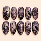 Moonlit Raven Forest Marble Press On Nails — image 1
