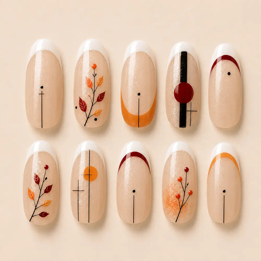Naturecore Bridal Botanical French Tip Press On Nails
