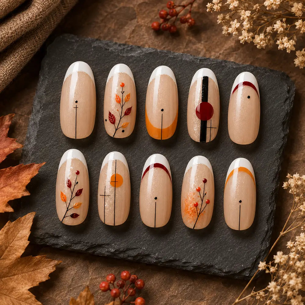 Naturecore Bridal Botanical French Tip Press On Nails