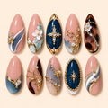 Navy Botanical Jewel Floral Press On Nails — image 1