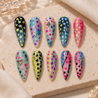 Neon Polka Dot Star Charm Press On Nails — image 2