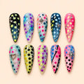 Neon Polka Dot Star Charm Press On Nails — image 1