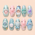 Ocean & Beach Shark Seashell 3D Glitter Press On Nails — image 1