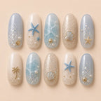 Ocean & Beach Summer Seashell Glitter Press On Nails