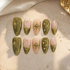 Olive Sun & Moon 3D Glitter Press On Nails — image 2