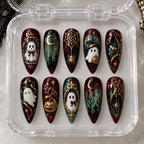 Ornate Ghost & Pumpkin Halloween 3D Glitter Press On Nails — image 2