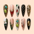 Ornate Jewel-Tone Chrome 3D Press On Nails — image 1