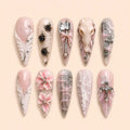 Ornate Pink Cross and Rose 3D Press On Nails — image 1