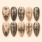 Ornate Silver Cross 3D Press On Nails — image 1